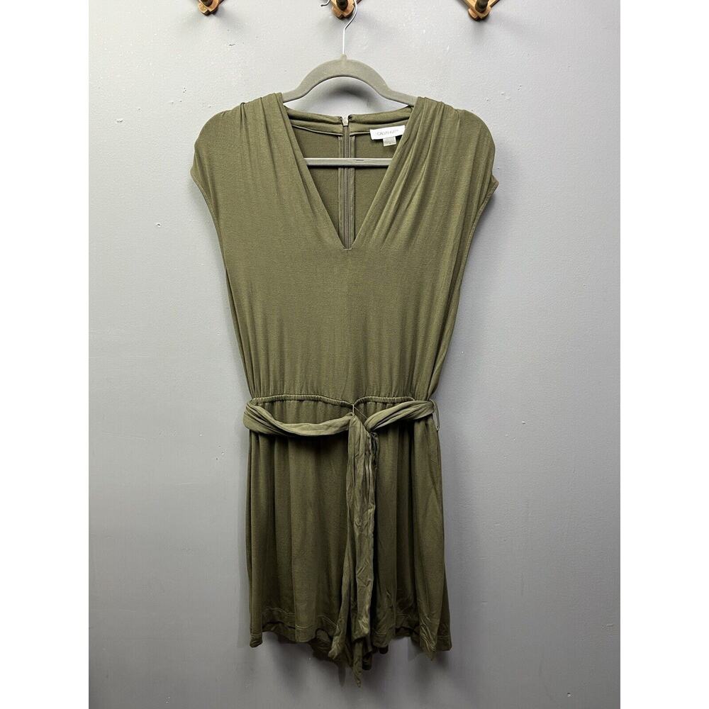 Calvin Klein Romper Women's Size 8 Olive Green Knee Length Casual‎ Polyester